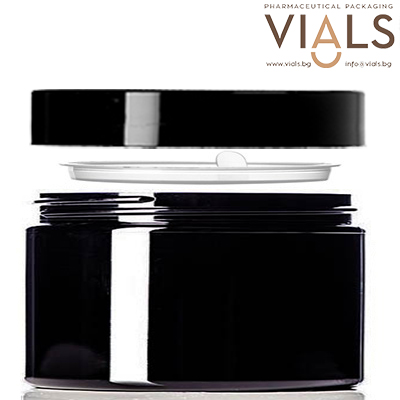 PET Black Jar 100ml - PET Jar for Cream 100ml - Cosmetic Jar 100ml - Medical treatments - www.vials.bg